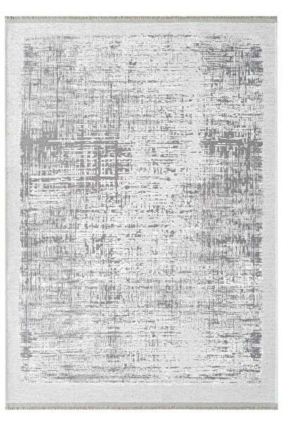 Oriente Home Soyut Eskitme Desenli Yıkanabilir Kaymaz Taban Şönil Halı Gri Yolluk 8383