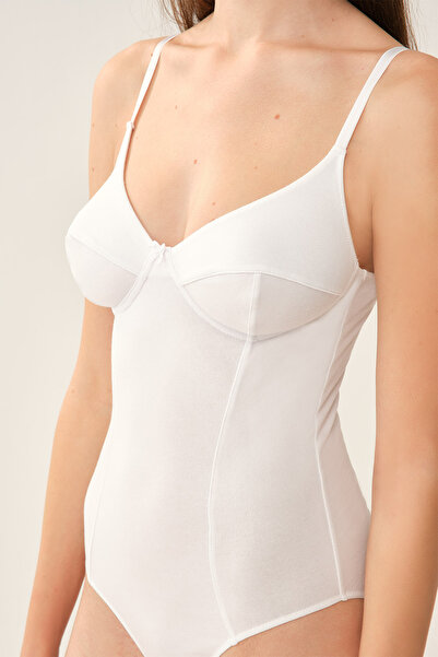 Dagi White Strappy Cotton Bodysuit