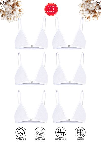 ÖZKAN underwear Özkan 0923 Чифт от 6 момичета, памучен, единичен джърси, ликра, гъвкав, удобен, без подплънки и костички за тренировка