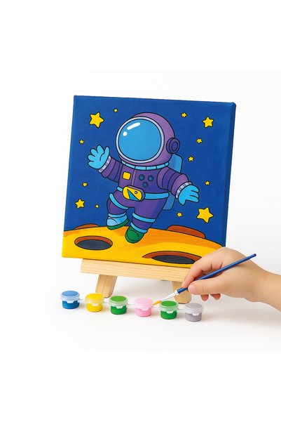 KİDOSE Kidose Educational Space Canvas Painting Kit - Wooden Knight Painting Kit - Space Painting Kit - Astronaut