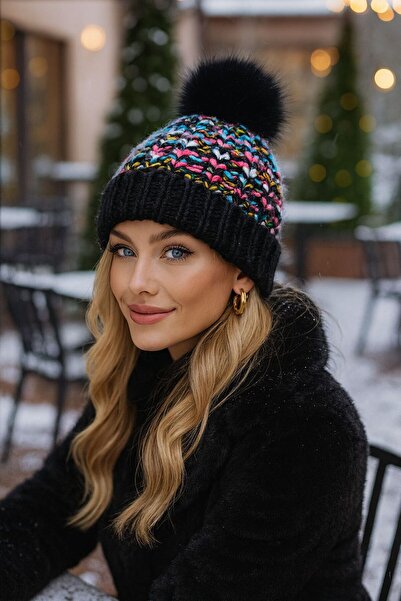 Axesoire 14432 Siyah Triko Örgülü Bere