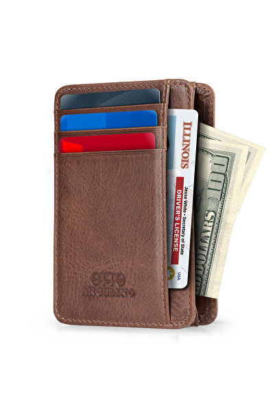 OttoAngelino Мъжки портфейл за карти Otto Angelino от естествена кожа, защитен с RFID