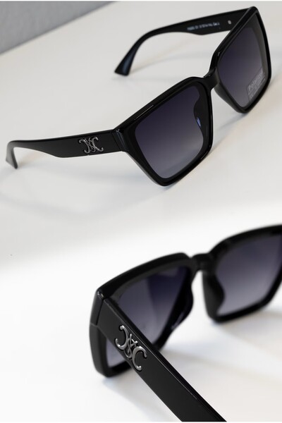 PARUNIV Ochelari de Soare Polarizați CC pentru Femei, UV400, Stil elegant, Ramă Neagră, Lentile Gradient