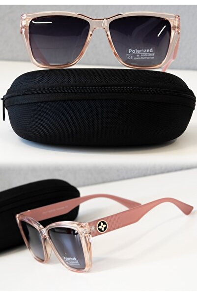 PARUNIV Polarized Sunglasses for Women, UV400, Gradient Lenses, Pink Frame with Gold Details