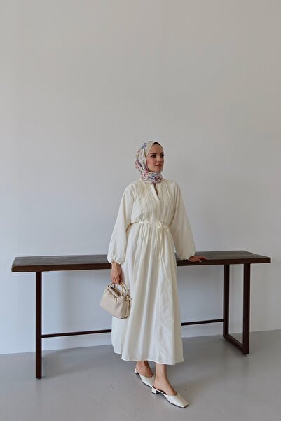 HYWONA Kadın Önü Düğmeli Vual Elbise