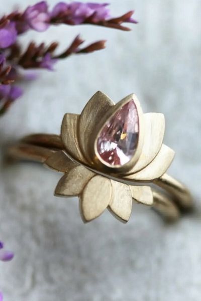 Pinty Design Lotus Flower Double Women's Ring Size 7