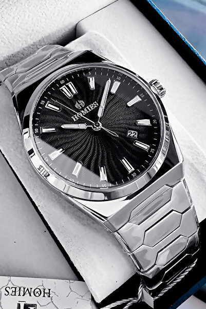 Homies ساعة يد رجالية أصلية مخصصة للهدايا مع سوار فولاذي فضي اللون + HME2059C4