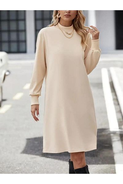modamtn Women's Long Sleeve Turtleneck Short Raised Diving Dress