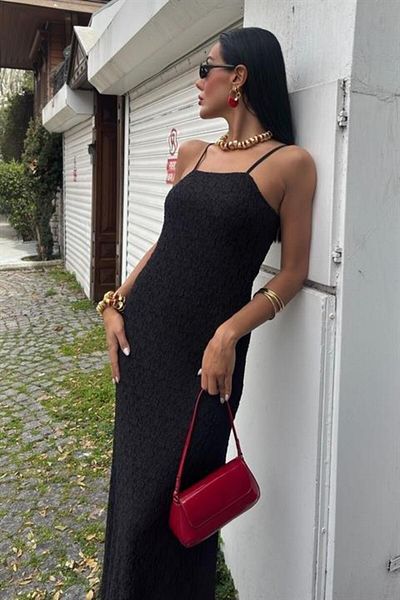 Butik Adjustable Straps Knitted Lace Dress 2879