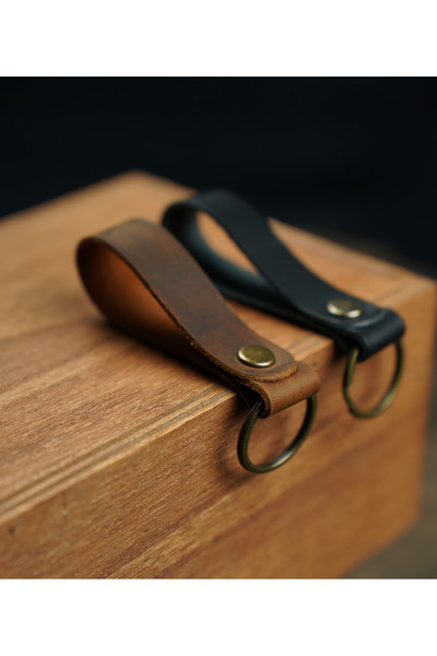 Atölye Çınar Leather Handmade Isme Özel El Yapımı Deri Anahtarlık Taba