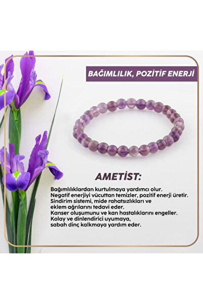 OSMANLI DEĞERLİ TAŞ Sertifikalı Ametist Bileklik 6mm