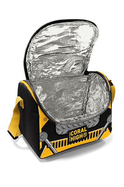 Coral High Yellow Black Robot Patterned Thermo Lunchbox 12785