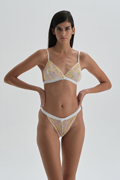 Dagi Σουτιέν με δαντέλα χωρίς καλώδια εκρού με ελαστική λεπτομέρεια