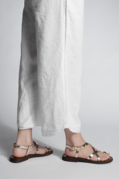 Marjin Women's Genuine Leather Flip Flop Casual Sandal - Belova Gold