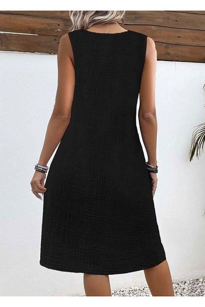 modamtn Women's Strap V-Neck Front Button Delicate Dress