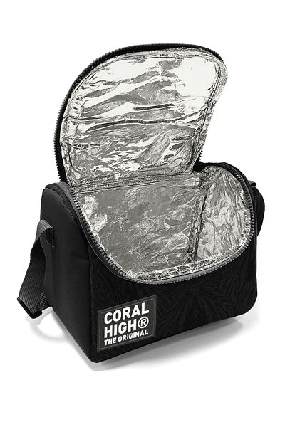 Coral High 22798 Kids Black Football Patterned Thermo Lunch Bag