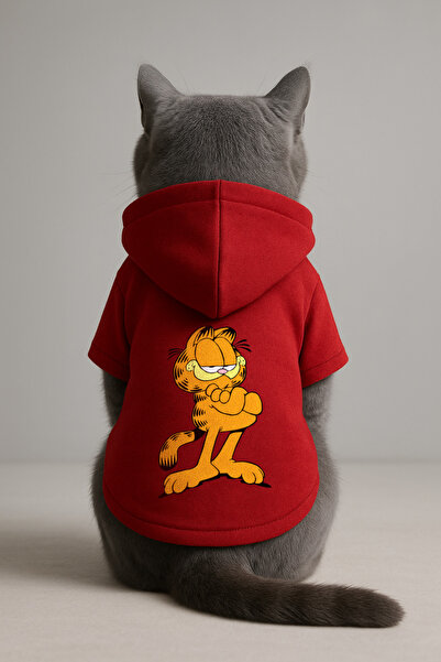 Monopetz Kapişonlu Polar Sweatshirt Köpek Ve Kedi Kıyafeti & Elbisesi - Garfield - L Beden