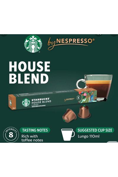 Starbucks Starbucks House Blend Lungo Espresso Capsules, 57g, Pods (10 Capsules)
