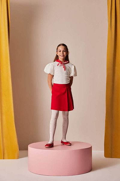 DeFacto Girls April 23 Children's Day Crew Neck Ribbed Camisole Short Sleeve T-Shirt E0822A825Sm