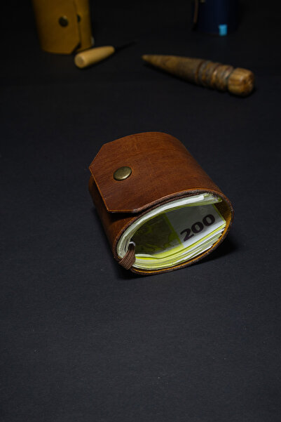 Tauran Mıknatıslı Para Klipsli Hakiki Deri Unisex Kadın Erkek El Yapımı Cüzda...