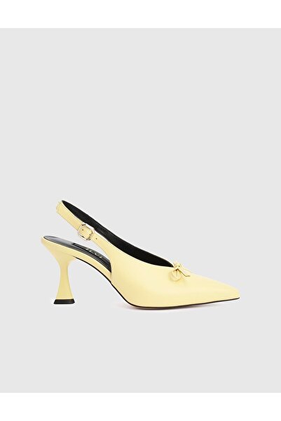 İLVİ Vyver Genuine Leather Women's Yellow Heeled Sandals