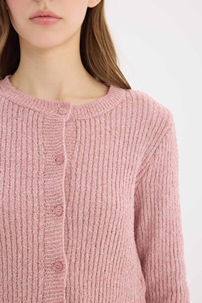 DeFacto Slim Fit Dar Kesim Bisiklet Yaka Düğmeli Triko Hırka E4613AX25SP