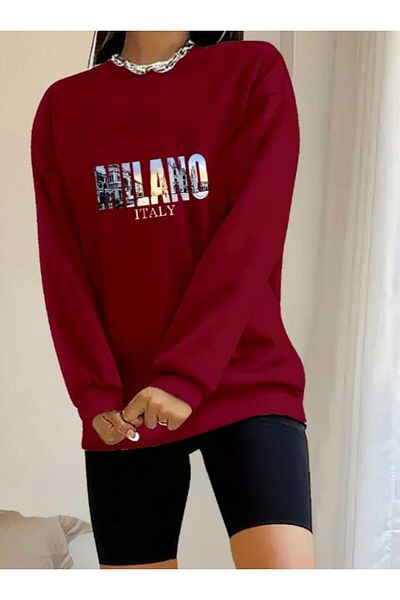 shop Women's Long Sleeve Crew Neck Print Viscose Two Thread Blouse