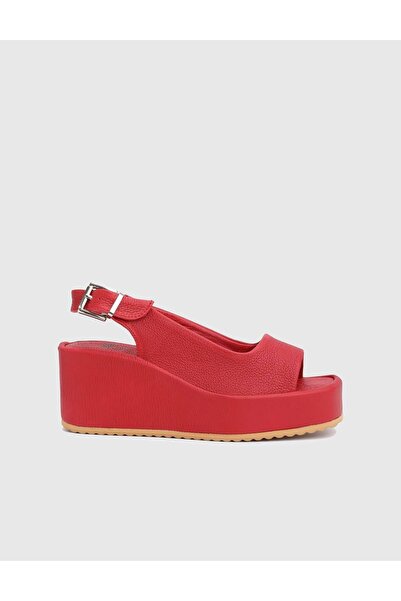 İLVİ Latanya Genuine Leather Red Women's Heeled Sandals