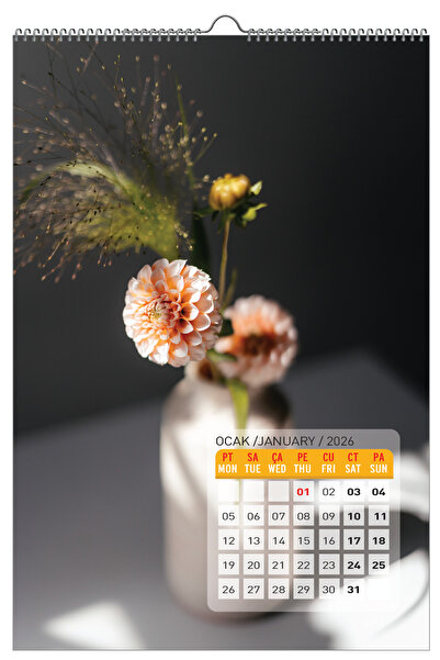NATURELBASIM 2026 ÇİÇEK / FLOWER DUVAR TAKVİMİ 33x48 cm
