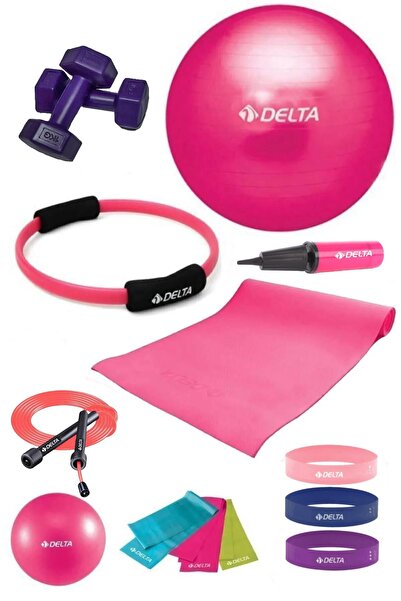 Delta 180 - 200 cm Suitable for Paint 14 Piece Pilates Set 85 cm Ball 4 mm Cu...
