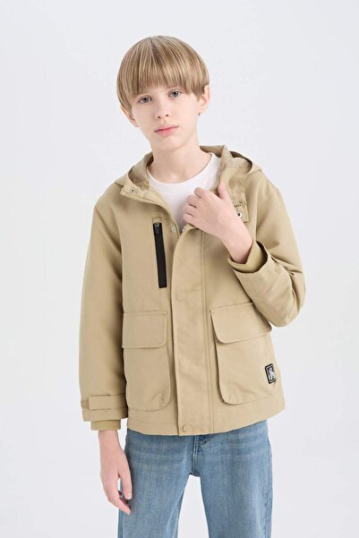 DeFacto Boy's Water Repellent - Hooded and Zippered Raincoat D5914A825Sp