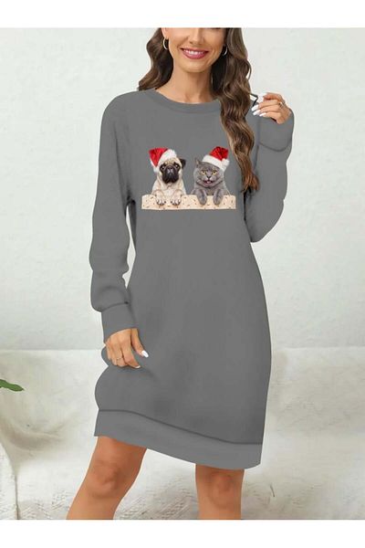 modamtn    Women's Long Sleeve Crew Neck Print Viscose Two Thread Blouse