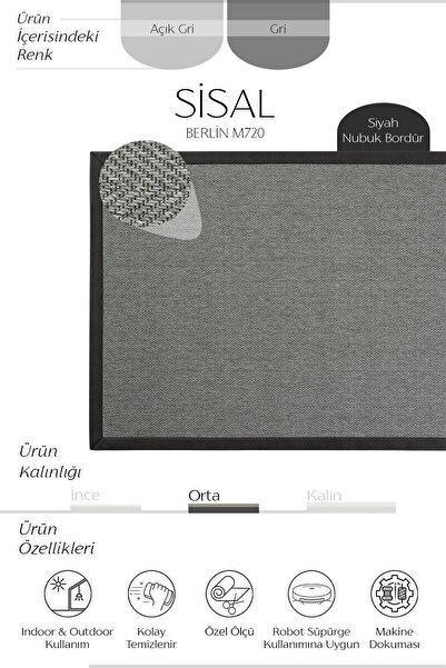 Cool Halı Berlin M720 Hav Toz Vermez Kolay Temizlenen Hasır Doku Balık Sırtı Ithal Sisal Halı