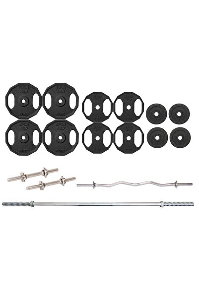 ACDSPOR 85 Kg Döküm Ağırlık Vidalı Dambıl Halter Bar Ve Z Bar Set