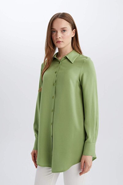 DeFacto Regular Fit Basic Düz Uzun Kollu Tesettür Gömlek Tunik Z3538AZ25SP