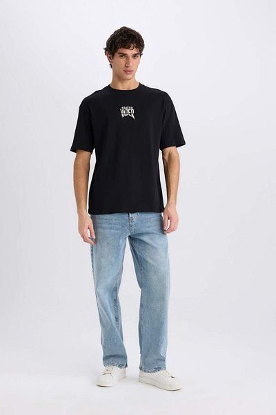 DeFacto 100% Cotton Star Wars Boxy Fit Crew Neck Back Printed Short Sleeve T-Shirt D6786Ax25Sp