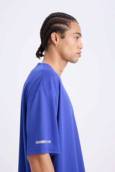 DeFacto DeFactoFit Boxy Fit Crew λαιμόκοψη εμπριμέ εμπριμέ αθλητικό κοντομάνικο μπλουζάκι D6726AX25SP