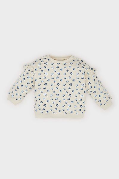 DeFacto Φούτερ Baby Girl Crew με λαιμόκοψη με μοτίβο καρδιάς E0197A525SP