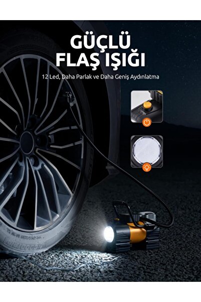 Enshall Yeni Güçlü Taşınabilir Auhma Araç Çakmaklık Uyumlu Araç Lastik Şişirme Kompresörü