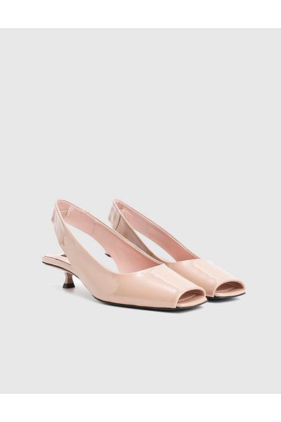 İLVİ Daph Genuine Patent Leather Beige Women's Heeled Sandals