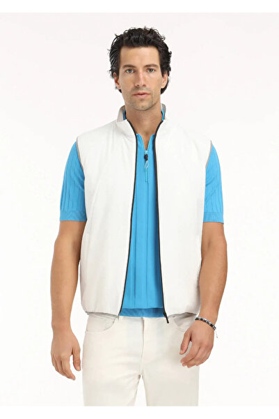 Ramsey Ekru Regular Fit Dik Yaka Casual Dokuma Spor Yelek