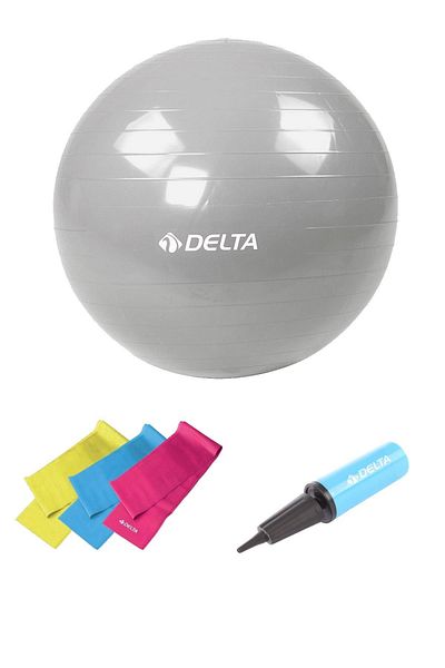Delta 160-169 Cm Length Pilates Ball and Band Set of 3 - Resistance Rubber Pump