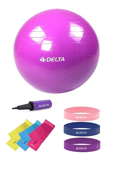 Delta كرة بيلاتيس وشريط القرفصاء مناسب لمجموعة ارتفاع 140 سم و159 سم - مجموعة من 8 قطع