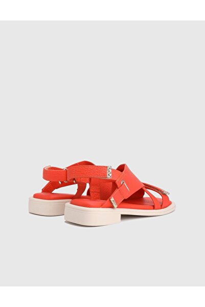 İLVİ Carcee Genuine Leather Orange Women's Sandals