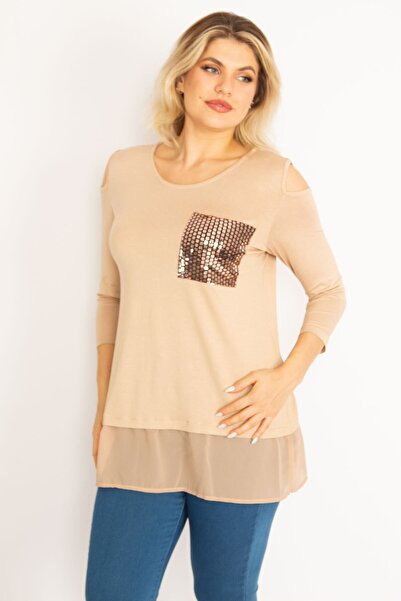 Şans Γυναικείο μεγάλο μέγεθος βιζόν ώμου Χαμηλή πέτρα λεπτομερής μύτη φούστα σιφόν 65n32048