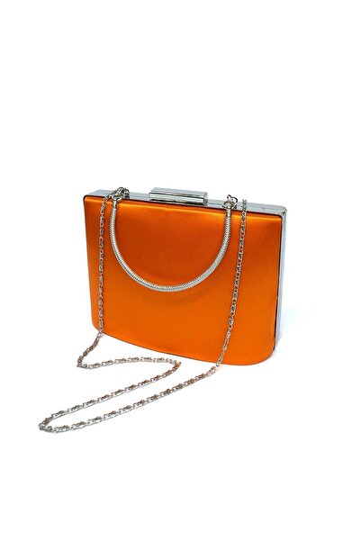 NAZART Women's Satin Orange Evening Dress Clutch Portfolio Tote Bag