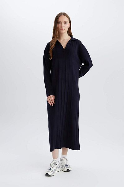 DeFacto Rochie maxi cu guler polo, de bază, relaxată, E2972ax