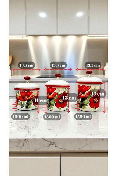 İnci Emaye Enamel Jar with Lid-1 /-1.3 / -1.5 Liter-Spice Jar, Dowry, Yogurt Fermentation, Multi-Purpose Jar