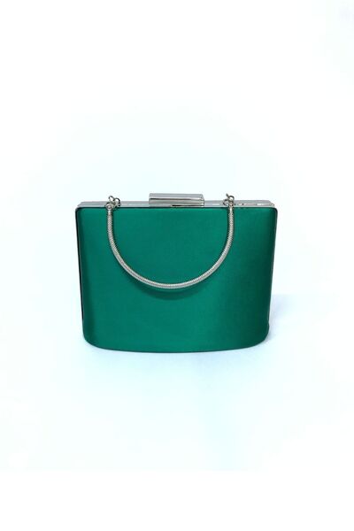 NAZART Women's Satin Green Evening Dress Clutch Portfolio Ladies Bag