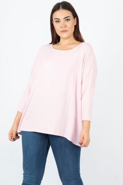 Şans Ženska tunika veće veličine sa ružičastim šišmiš rukavima 65n29751